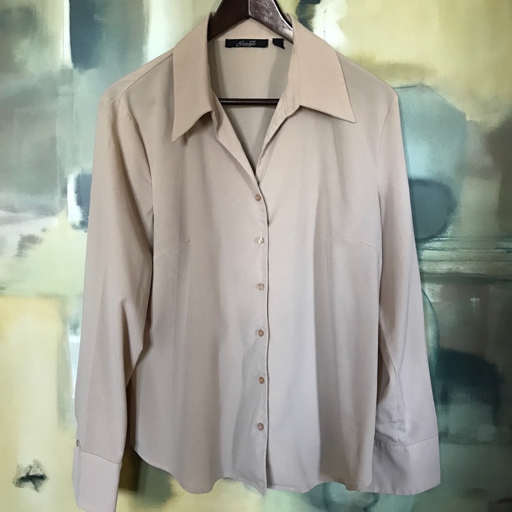 Essentials dress shirt, beige, size large